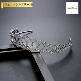【ブライダルセレクト】 送料無料 ヘアアクセサリー レディース キュービックジルコニア ホワイト 真鍮 シルバー ティアラ f21051324