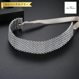 【全品70%OFFクーポン 先着500名様 ラストスパート＆アフターセール】【30日返品保証】 ネックレス キュービックジルコニア ホワイト 真鍮 シルバー エレガント おしゃれ きれいめ リボン チョーカー n21011203