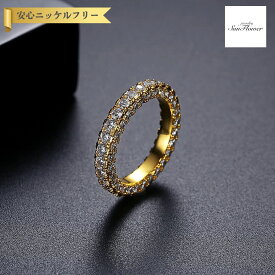 【全品70%OFFクーポン 先着500名様 ラストスパート＆アフターセール】【30日返品保証】 リング キュービックジルコニア ホワイト 真鍮 イエローゴールド シルバー 14号 16号 18号 おしゃれ きれいめ フルエタニティ 幅3.9mm r19122576