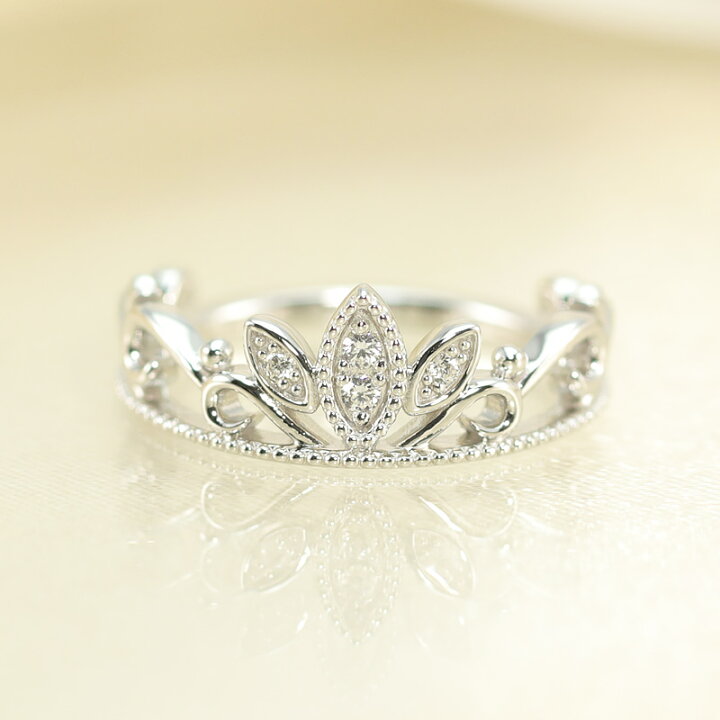 楽天市場】K10 YG/WG/PG【0.04ct】ダイヤモンド ティアラ リング 王冠  