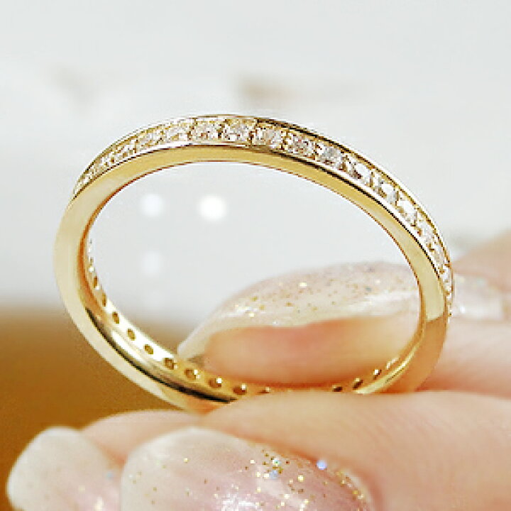 楽天市場】K18 YG 【0.3ct】ダイヤモンド フチあり フルエタニティ 