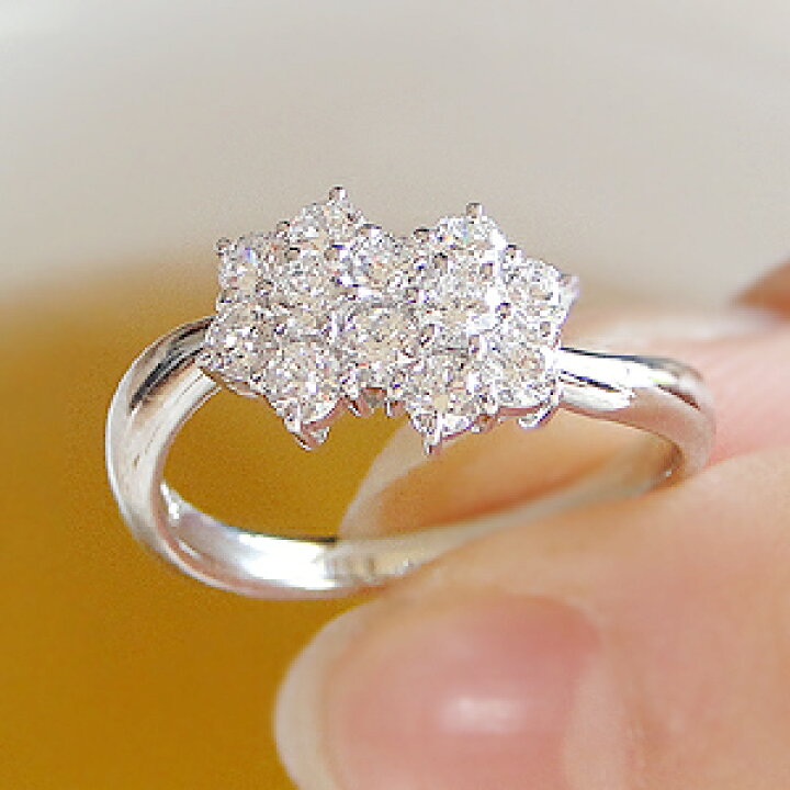 楽天市場】pt950【0.7ct】ツイン フラワー ダイヤモンド リング 指輪 
