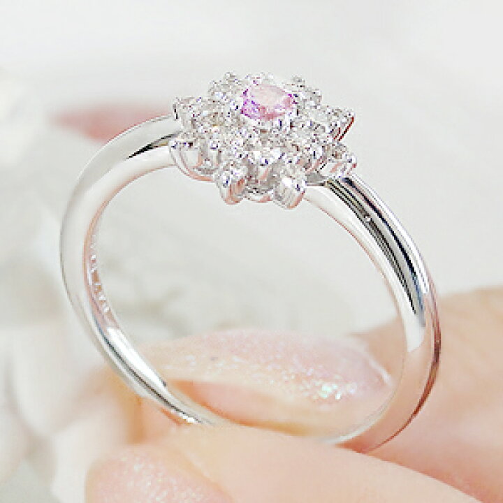 楽天市場】Pt950 天然ピンクダイヤモンド リング Pink Dia 0.07ct 花 