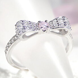 【大特価！】pt950 天然 ピンクダイヤモンド 0.07ct りぼん モチーフ Pink Dia リング プラチナ ダイヤモンド total0.47ct ピンクダイア リボン かわいい 婚約指輪 記念日 品質保証書 刻印無料 誕生日 プレゼント 彼女用 妻用 クリスマス 母の日