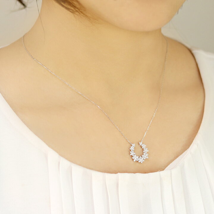 楽天市場】K18WG/PG/YG【0.70ct】 ダイヤモンド 馬蹄 ネックレス 