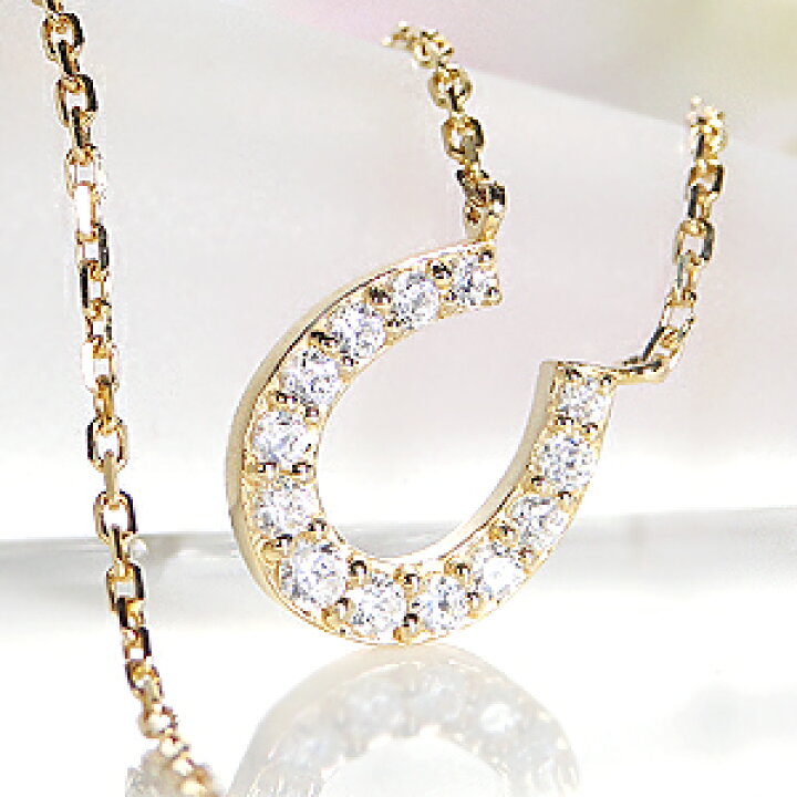 楽天市場】K18WG/PG/YG【0.16ct】馬蹄 ネックレス ペンダント ゴールド 