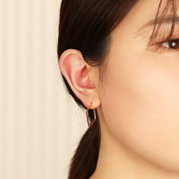 楽天市場】K18 フープ ピアス スクエアデザイン S サイズ 両耳  