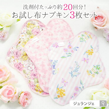 12 1はp最大12倍ワンダフルデー 布ナプキン セット 生理用ナプキン お試し一体型3枚セット 洗剤300g付き メール便送料無料 日本製 多い日昼用 24 5cm 透湿防水布 無漂白コットンネル 綿100 生理用品 失禁 尿漏れ 敏感肌 温活 失禁 産後 悪露 ジュランジェ Room
