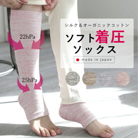 シルク&オーガニックコットン ソフトサポートソックス 日本製 | サポーター 着圧 ソフト むくみ解消 足 着圧ソックス 夜用 オープントゥ 暖かい 絹 綿 おやすみ靴下 レディース メンズ