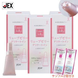 【LINE登録で500円OFFクーポン】潤滑ゼリー リューブゼリー デリケートイン 6g×4本 3箱+サンプル2個付【日本製】【送料無料】 ピンクリボンデー
