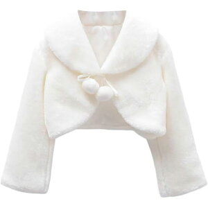 子供ケープ フォーマル ガールズ 子供ドレス 女児 長袖 ふんわり キッズ ウェディングショール フェイクファー 無地 白 春秋冬 羽織り 着物 誕生日 ピアノ 発表会ケープ 音楽会 パーディー