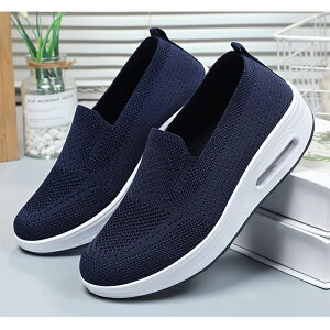 船型底 ニットスニーカー レディース ニット素材 軽量 スリッポン メッシュ スポーツシューズ ウォーキングシューズ 運動靴 クッション性 紐なし 歩きやすい ぺたんこ 楽ちん 厚底 走れる