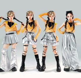 キッズダンス衣装 ヒップホップ セットアップ ガールズ ジャズダンス ステージ衣装 ジュニア用
