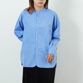 【店内全品送料無料】 TICCA ティッカ ノーカラービブヨークシャツ TBEA-102 レディース トップス 長袖 2025AW F ピンク/ブルー