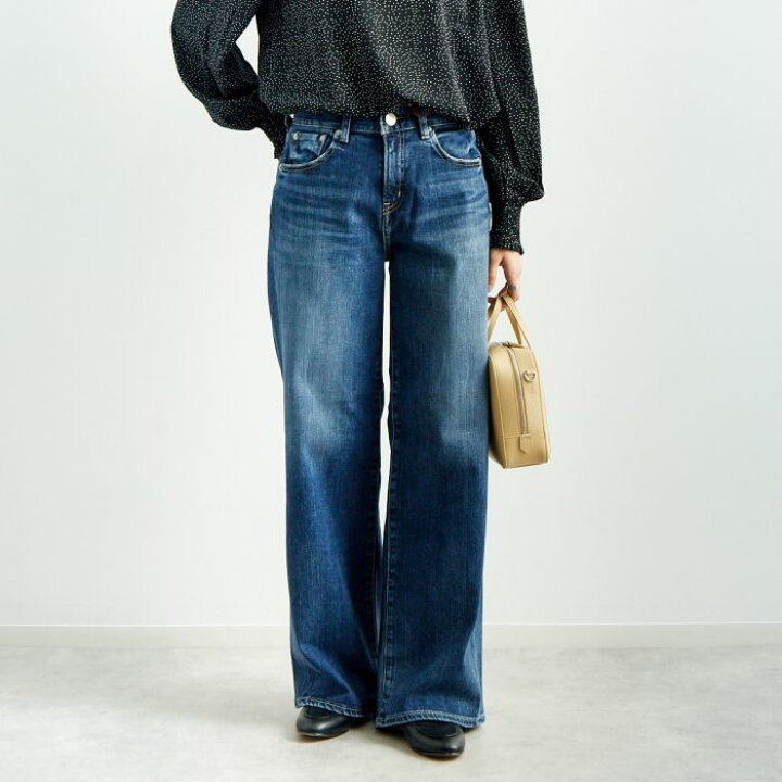 送料無料 RED CARD TOKYO レッドカード トーキョー 35th Anniversary ワイドデニムパンツ 26W10101SDK レディース ボトムス 2025SS SS-L ブルー JEANS FACTORY Online Shop