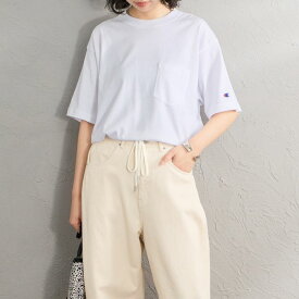 【送料無料】 Champion チャンピオン 別注 スリーアイコン ロゴ刺繍ポケットTシャツ C8-D334-JF レディース トップス 半袖 2026SS S 全8色
