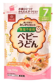 （全国送料無料）はくばく ベビーうどん 100g（袋入、チャック付き）（食塩不使用 乳幼児用規格適用食品 ベビーフード 7ヶ月頃から 離乳食 塩分ゼロ ベビーめん ベビー向け ハラールフード ハラール認証 細うどん 乾麺）≪ギフト 日時指定不可≫