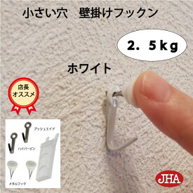 【ポイント5倍 クーポンあり】耐荷重2.5kg JHA 壁掛け フック 賃貸 目立たない 強力 石膏ボード 仕上がり綺麗 (壁掛け フックン：ホワイト）F-25K-W 画びょう 壁 穴 小さい 穴をあけない ピン おしゃれ 金具 吊り金具フック 石こうボード 鏡 ミラー 金具 時計 玄関 トイレ