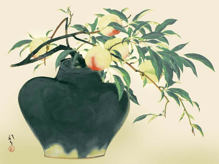 楽天市場】絵画 インテリア 額入り 額絵 日本の名画 川端龍子「桃」高 