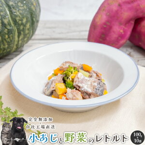 【5%OFFセール】 小あじと野菜のレトルト1kg(100g×10P) 犬 無添加 おやつ aian あい庵 犬用 猫用 ウェットフード ドッグフード 手作り食 アレルギー 国産 小あじ あじ アジ 魚 フィッシュ 野菜 手