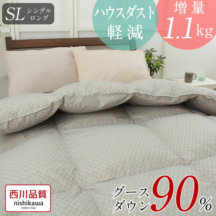 楽天市場】羽毛布団 西川 ホワイトグース90％ シングルロング シングル 
