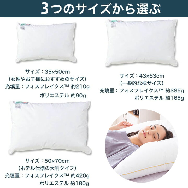 楽天市場】フォスフレイクスピロー 43×63cm ウォッシャブルピロー 枕 