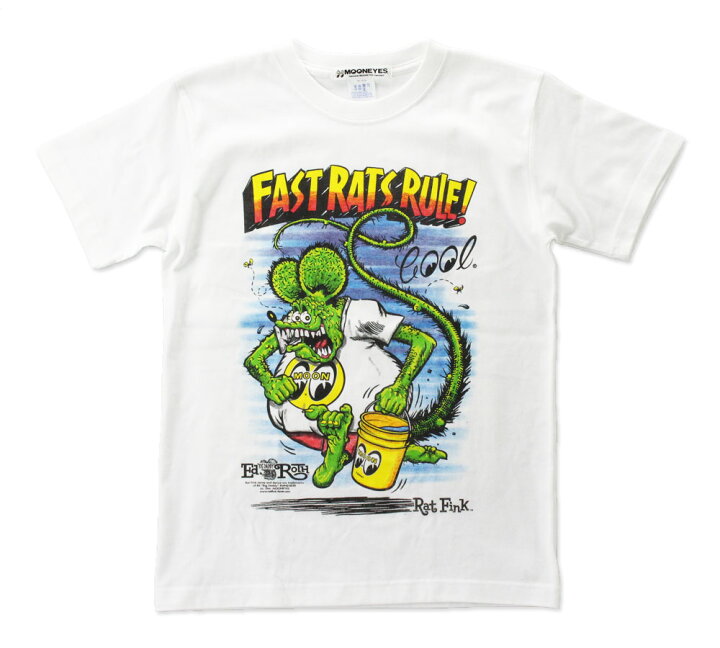 楽天市場 ムーンアイズ Tシャツ ラットフィンク メンズ 半袖 アメカジ キャラクター アメリカ おしゃれ かっこいい かわいい アメ車 ホットロッド レーシング モーター Mooneyes Rat Fink X Moon Fast Rat Rule メール便ok Ts Tm795wh Mon U S Junkyard