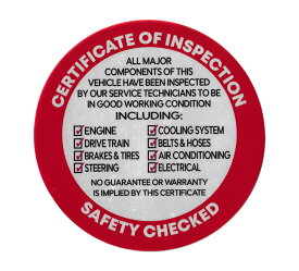 ステッカー 車 アメリカン おしゃれ バイク ヘルメット かっこいい オイル カーステッカー 点検証 整備 車検 INSPECTION 裏貼り レッド 【メール便OK】＿SC-ICRDRD-AHD