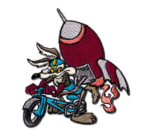 コヨーテ キャラクター アメリカ ワッペン アイロン 大人向け おしゃれ かっこいい アメカジ アメリカン ワイリー・コヨーテ 自転車&ロケット_WP-E355-FEE