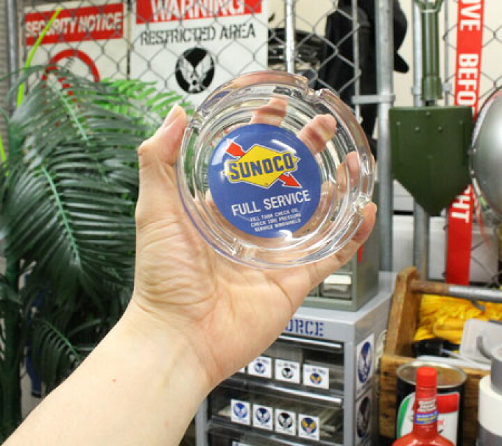 低廉 SUNOCO クリアガラス アッシュトレイ 灰皿 アメカジ SUNOCO クリアガラス アッシュトレイ 灰皿 アメカジ