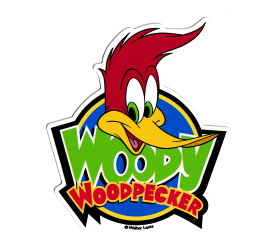ウッディー・ウッドペッカー ステッカー アメリカン キャラクター アメリカ かわいい おしゃれ かっこいい Woody Woodpecker ダイカットステッカー WOODY WOODPECKER & FACE 【メール便OK】＿SC-WWP009-HYS