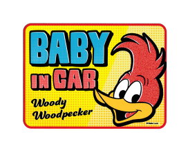 ウッディー・ウッドペッカー ステッカー アメリカン キャラクター アメリカ かわいい おしゃれ かっこいい 車 赤ちゃん 乗ってます Woody Woodpecker ダイカットステッカー BABY IN CAR スクエア 【メール便OK】＿SC-WWP017-HYS