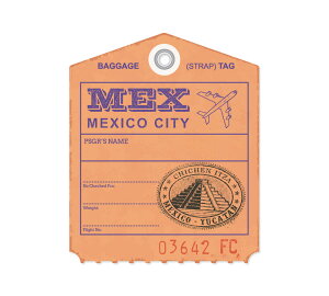 ステッカー スーツケース キャリーケース おしゃれ かっこいい レトロ 旅行 アメリカン雑貨 ヴィンテージバゲージラベルステッカー メキシコシティ 【メール便OK】_SC-VBL-04-002-AHD