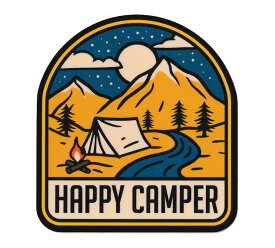 ステッカー アウトドア キャンプ アメリカン おしゃれ かっこいい かわいい 車 バイク アメリカン雑貨 Vintage Outdoor Budges HAPPY CAMPER＿【メール便OK】SC-VOB027-AHD