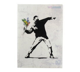 バンクシー クリアファイル A4 おしゃれ 文具 整理 収納 アメリカン雑貨 BANKSY Flower Bomber 【メール便OK】＿SN-BNK033-GEN