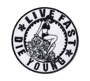 ワッペン アイロン 大人向け おしゃれ アメ車 バイク ホットロッド かっこいい アメカジ アメリカン LIVE FAST 【メール便OK】_WP-WP0244-ARV