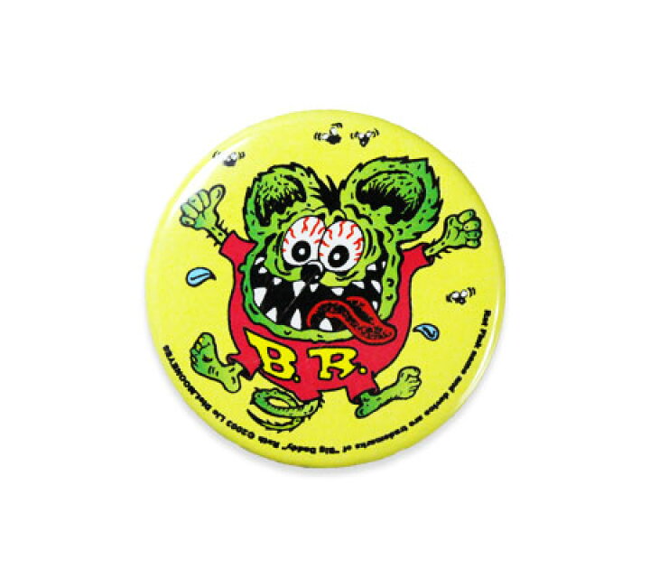 楽天市場 ラットフィンク 缶バッチ キャラクター アメリカ ホットロッド アメリカン雑貨 Ratfink ベビーラット メール便ok Ra107br Mon U S Junkyard