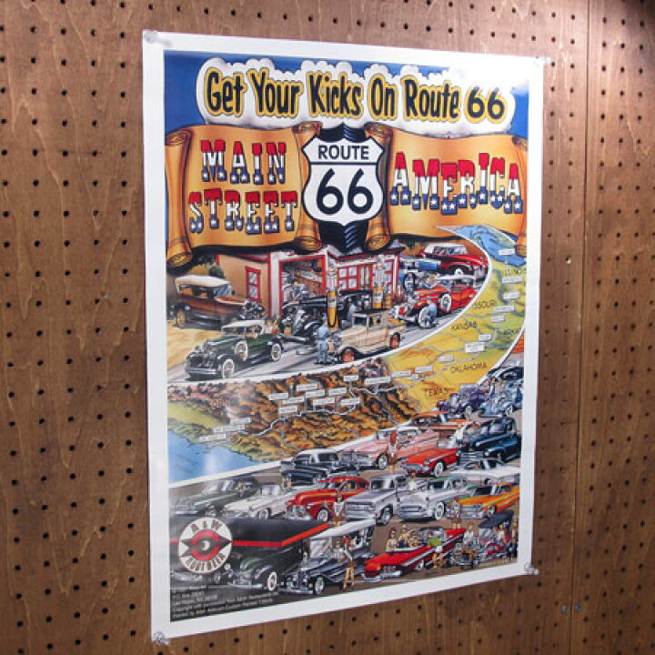 楽天市場 ルート６６ ポスター レトロ Route66 アメ車 アメリカ アメリカン雑貨 Get Your Kicks On Route66 Pt 010 Fee U S Junkyard