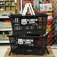 ルート66（ROUTE66） バスケット 収納 かご プラスチック おしゃれ マーケットバスケット 買い物かご 洗濯物 洗車 小物入れ アメリカ アメリカン雑貨 サイズL ２個セット＿SB-002L2P-SHO