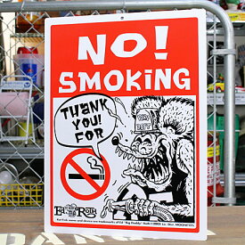ラットフィンク サインプレート 看板 サインボード 標識 禁煙 RAT FINK NO SMOKING アメリカ アメリカン雑貨＿SP-RAF228-MON