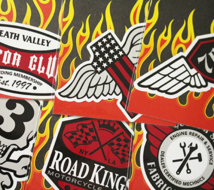 楽天市場 ステッカー アメリカン おしゃれ バイク 車 かっこいい ホットロッド カスタム レーシング カーステッカー Motor Club Icons Road Kings メール便ok Sc Mci105 Ahd U S Junkyard