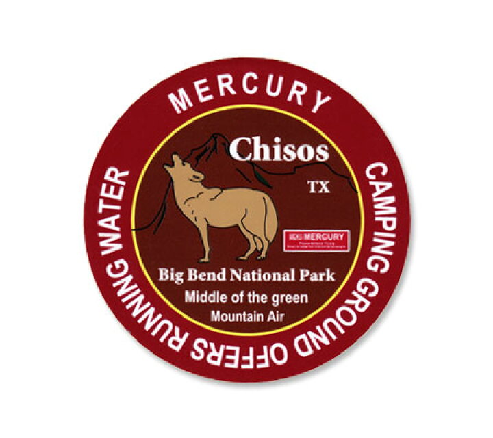 楽天市場 マーキュリー ステッカー アウトドア アメリカン ブランド おしゃれ 車 スーツケース バイク かっこいい カーステッカー キャンプ 動物 コヨーテ Mercury Chisos Tx メール便ok Sc Me Mcr U S Junkyard