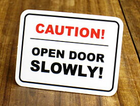 ステッカー 車 アメリカン インテリア サイン 表示 案内 注意 警告 おしゃれ かっこいい 「注意！ドアはゆっくり開けなさい」 【メール便OK】＿SC-EL009-SXW