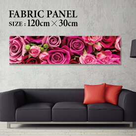 ファブリックパネル アートパネル インテリア 120x30cm アートボード インテリアアートパネル ネイティブ 民族 アジアン エスニック 花柄 薔薇 バラ フラワー ピンク