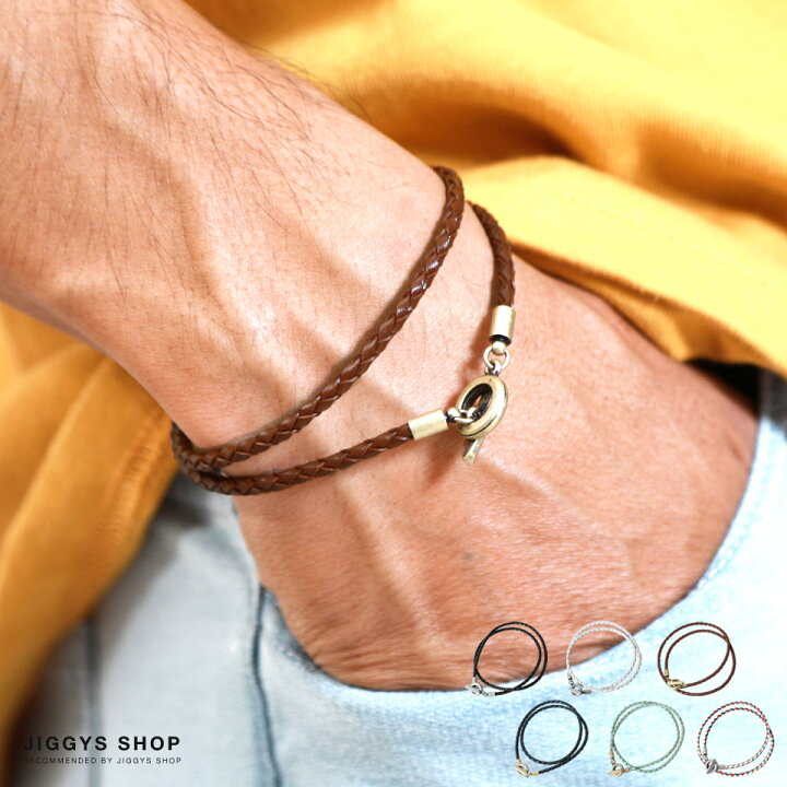 楽天市場 二連レザーブレスレット ブレスレット メンズ ブランド カップル ペア レザー 革 ゴールド シルバー プレゼント ギフト 男性 彼氏 父 誕生日 Jiggys Shop