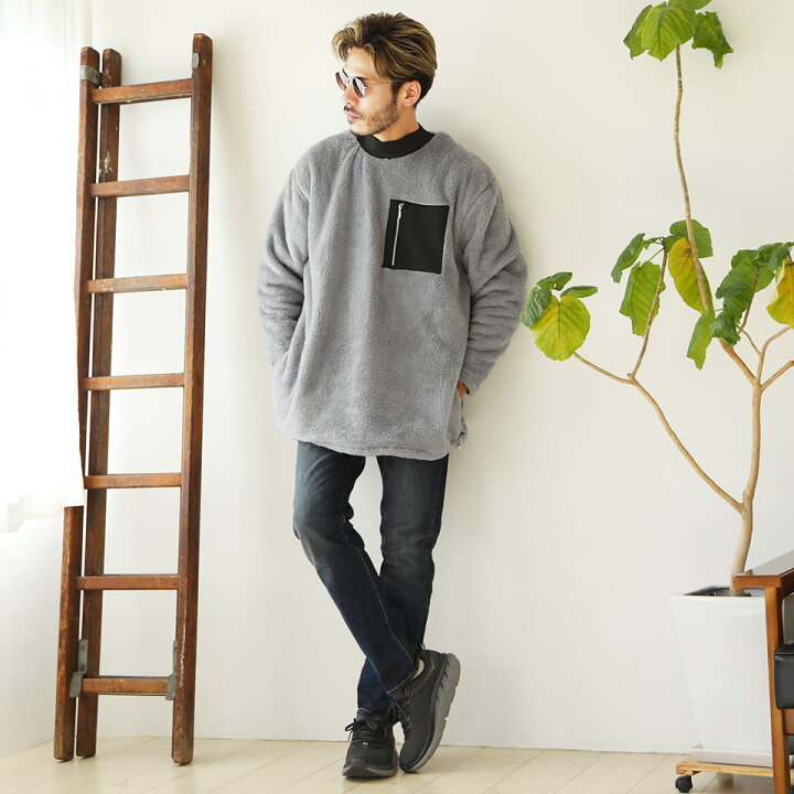 楽天市場 モックネックボアトレーナー スウェット トレーナー メンズ プルオーバー 長袖 おしゃれ ブランド スウェットトレーナー 厚手 トップス メンズファッション 冬 冬服 冬物 モックネック ボア ブラック グレー ホワイト ブラウン ビッグシルエット Jiggys Shop