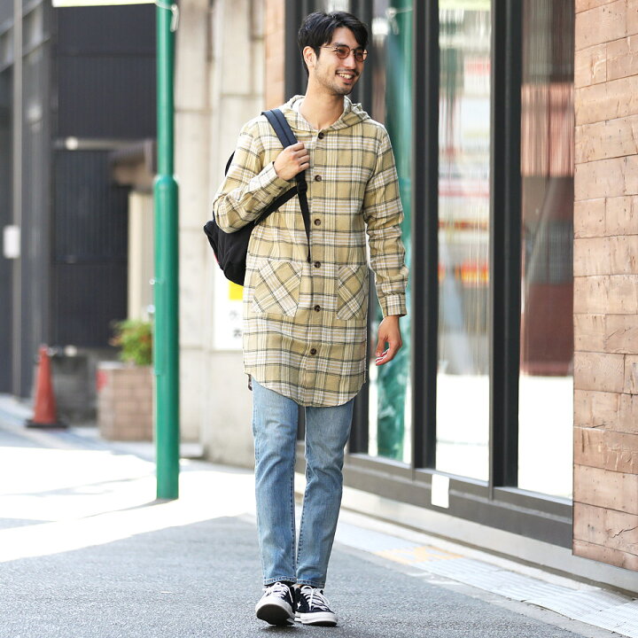 楽天市場 ネルロング丈パーカーシャツ 長袖シャツ パーカー メンズ カジュアルシャツ チェックシャツ ネルシャツ 長袖 シャツ トップス メンズファッション 秋 秋服 秋物 ロング丈 グレー ベージュ ブラウン Jiggys Shop