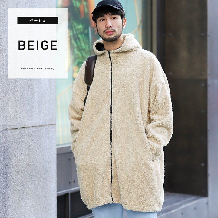 楽天市場 ボアジップコート ボアアウター ロングコート ボアコート ボア ジップ パーカー ブルゾン メンズ ジャケット 防寒 フード アウター メンズファッション 冬 冬服 冬物 ブラック ベージュ ビッグシルエット Jiggys Shop