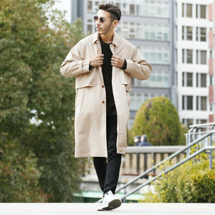 楽天市場 Trストームフラップコート スプリングコート メンズ コート ジャケット ロング丈 ミドル丈 細身 アウター メンズファッション 春 春服 春物 フラップコート ブラック ベージュ ルーズ Jiggys Shop