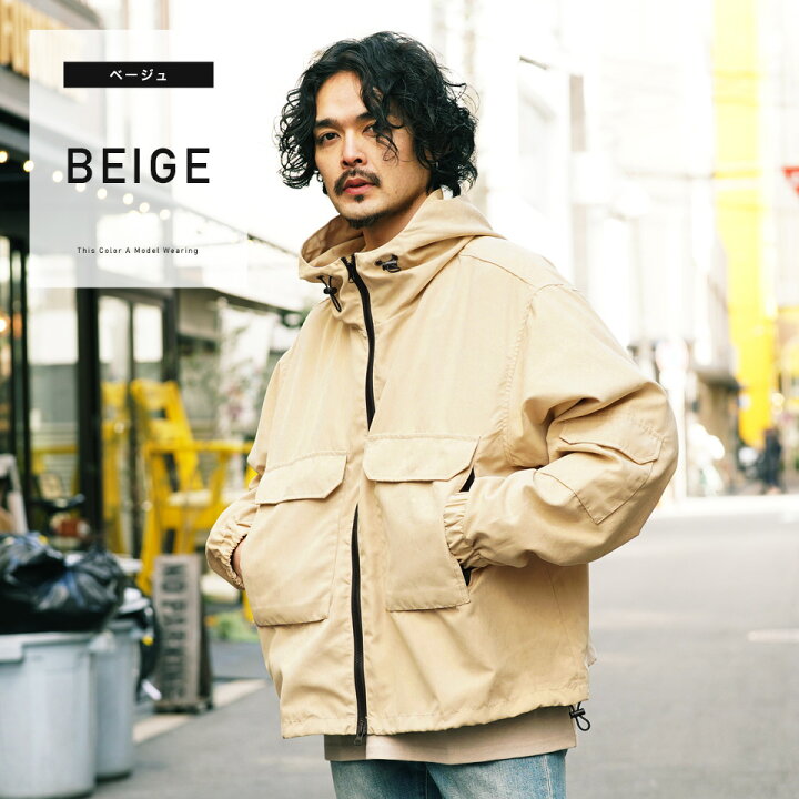 楽天市場 送料無料 デカポケットストリートマウンテンパーカー マウンテンパーカー メンズ ジャケット マンパー マウンテンパーカ アウター メンズファッション 春 春服 春物 ブラック ベージュ ビッグシルエット Jiggys Shop